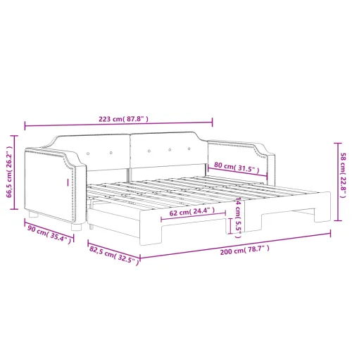 Dnevni krevet na razvlačenje krem 80 x 200 cm od tkanine - Krema 80 x 200 cm s krevetom na izvlačenje Krema Cijena