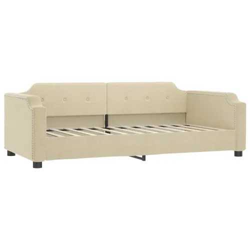Dnevni krevet na razvlačenje krem 80 x 200 cm od tkanine - Krema 80 x 200 cm s krevetom na izvlačenje Krema Cijena