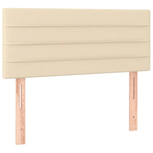 Krevet box spring s madracem LED krem 90x190 cm od tkanine - Krema 90 x 190 cm vodoravne pruge Cijena