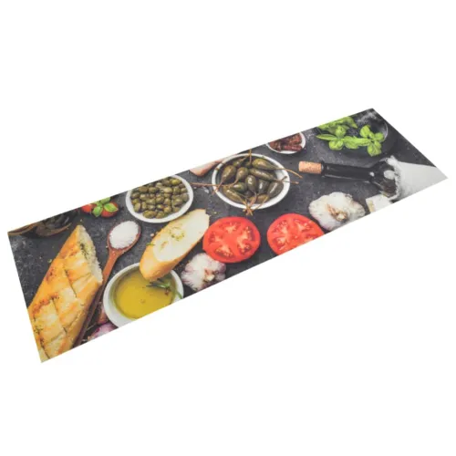 Kuhinjski tepih perivi uzorak vina i hrane 45x150 cm baršunasti - Šareni 45 x 150 cm Cijena