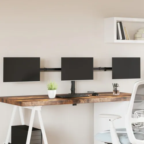Trostruki stalak za monitor crni čelični VESA 75/100 mm - 1 trostruki Trostruki Cijena