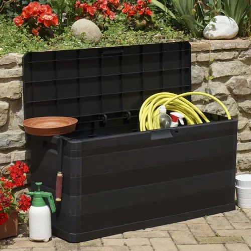 Vrtna kutija za pohranu crna 117 x 45 x 56 cm - Crna Cijena