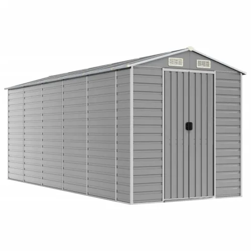 Vrtna kućica svijetlosiva 191x470x198 cm pocinčani čelik - Svjetlosiva 191 x 470 x 198 cm 1 Svjetlosiva Cijena