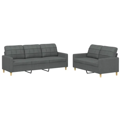 2-dijelni set sofa s jastucima tamnosivi od tkanine - Tamno siva s jastučićima Tamno siva s jastučićima Cijena