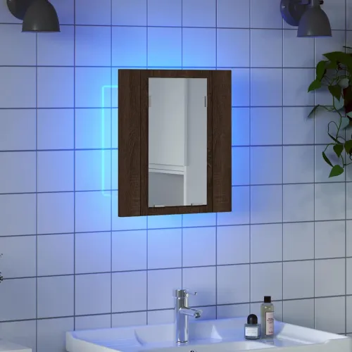 LED kupaonski ormarić s ogledalom boja hrasta 40x12x45cm drveni - Smeđi hrast Cijena