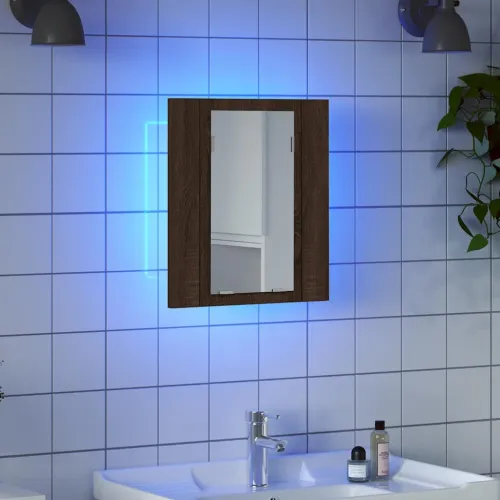 LED kupaonski ormarić s ogledalom boja hrasta 40x12x45cm drveni - Smeđi hrast Cijena
