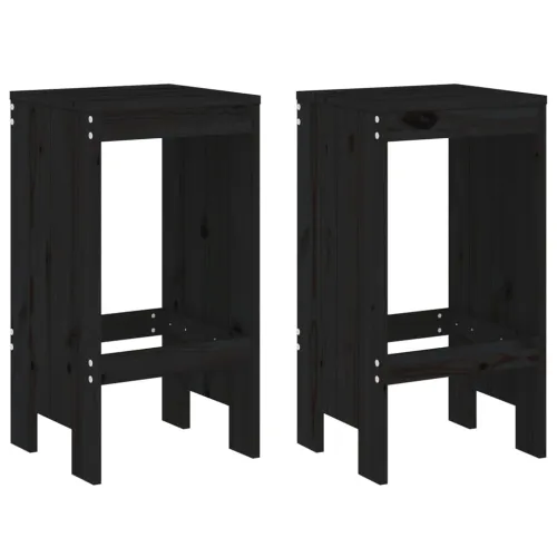 Barski stolci 2 kom crni 40 x 36 x 75 cm od masivne borovine - Crna boja bora 40 x 36 x 75 cm Cijena
