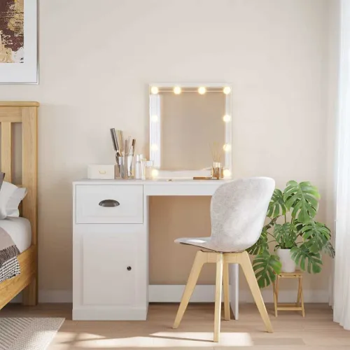 Toaletni stolić s LED svjetlima bijeli 90 x 42 x 132,5 cm - Bijela 1 Bijela Cijena