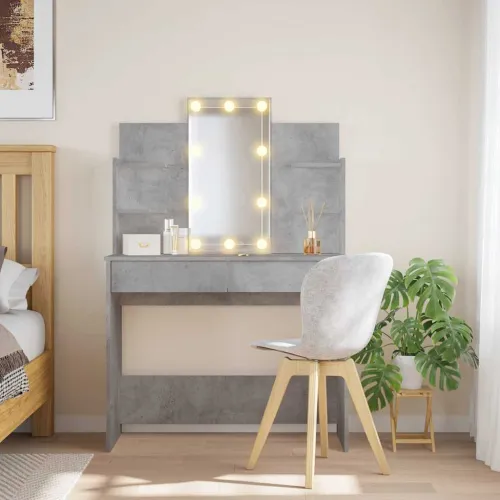 Toaletni stolić s LED svjetlima siva boja betona 96x40x142 cm - Beton siva 1 Beton siva Cijena