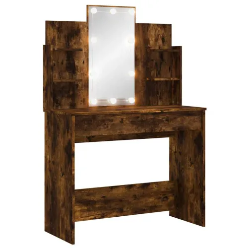 Toaletni stolić LED boja dimljenog hrasta 96 x 40 x 142 cm - Dimljeni hrast Cijena