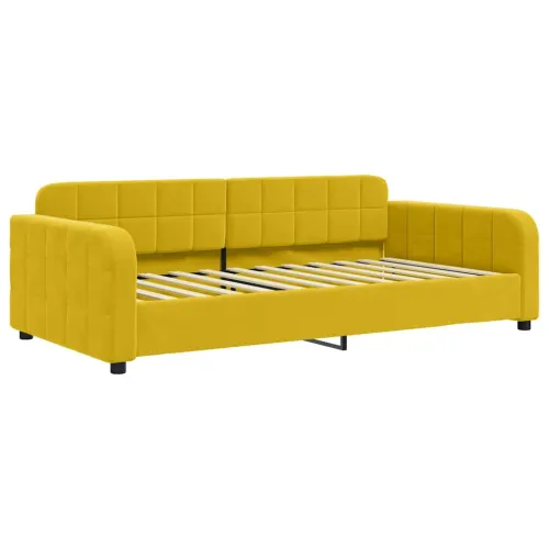 Dnevni krevet s madracem žuti 100 x 200 cm baršunasti - Žuta 100 x 200 cm s madracem Cijena
