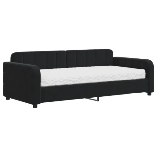 Dnevni krevet s madracem crni 90 x 190 cm baršunasti - Crna 90 x 190 cm s madracem Cijena