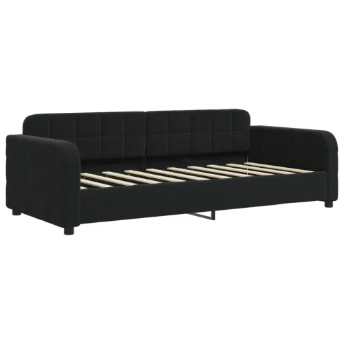 Dnevni krevet s madracem crni 90 x 190 cm baršunasti - Crna 90 x 190 cm s madracem Cijena