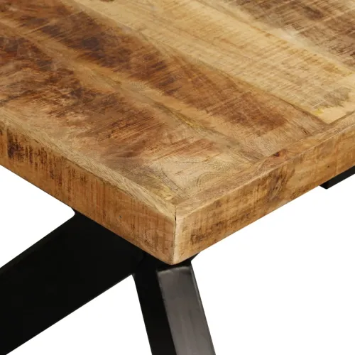 Blagovaonski Stol Masivno Drvo Manga i Čelično Postolje 180 cm - Svjetlosmeđa 180 x 90 x 76 cm Cijena