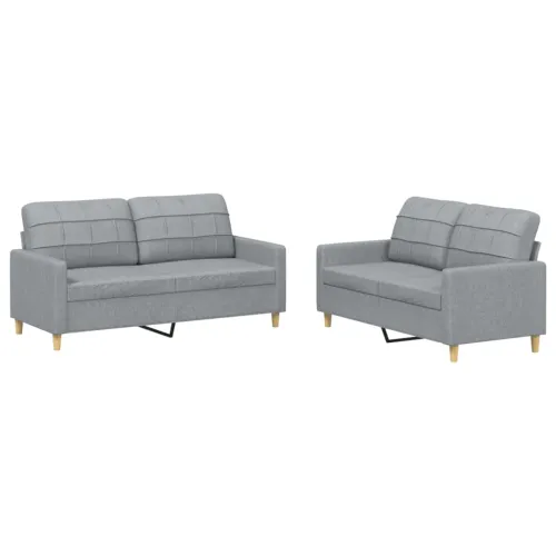 2-dijelni set sofa s jastucima svjetlosivi od tkanine - Svjetlosiva s jastučićima Svjetlosiva s jastučićima Cijena