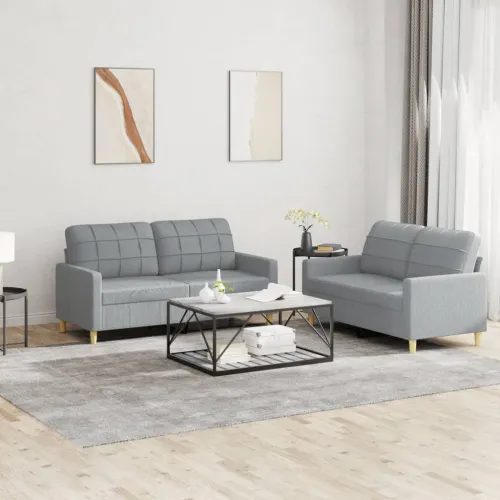 2-dijelni set sofa s jastucima svjetlosivi od tkanine - Svjetlosiva s jastučićima Svjetlosiva s jastučićima Cijena
