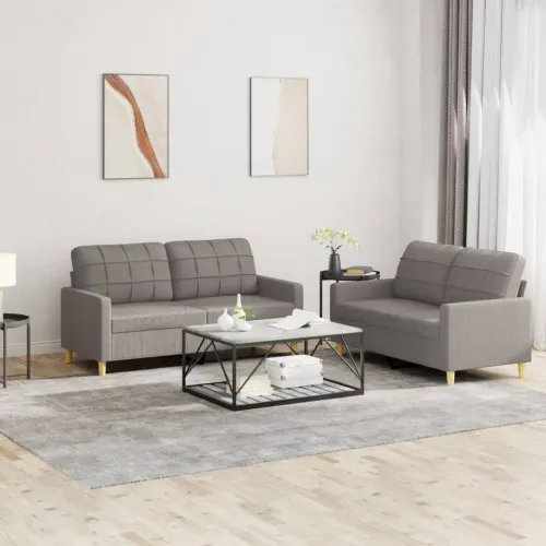 2-dijelni set sofa s jastucima smeđesivi od tkanine - Sivo-smeđa s jastučićima Sivo-smeđa s jastučićima Cijena