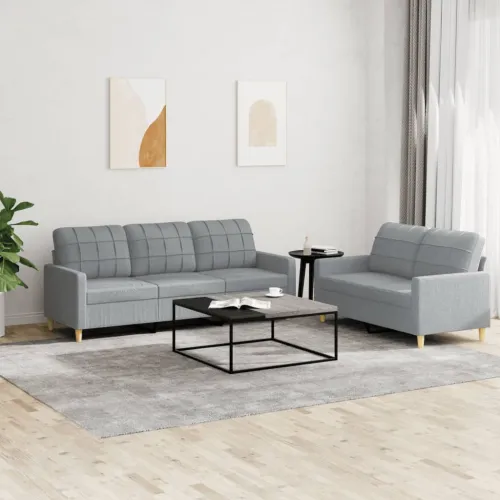 2-dijelni set sofa s jastucima svjetlosivi od tkanine - Svjetlosiva s jastučićima Cijena