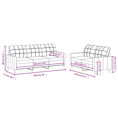 2-dijelni set sofa s jastucima crni od tkanine - Crna s jastučićima Cijena