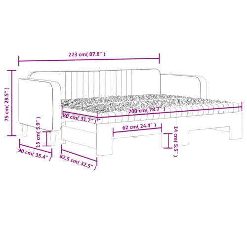 Dnevni krevet na razvlačenje svjetlosivi 80 x 200 cm baršunasti - Svjetlosiva 80 x 200 cm s krevetom na izvlačenje i madracem Sv Cijena