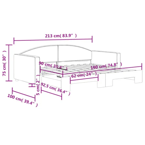Dnevni krevet na razvlačenje svjetlosivi 90 x 190 cm od tkanine - Svjetlosiva 90 x 190 cm s krevetom na izvlačenje Cijena