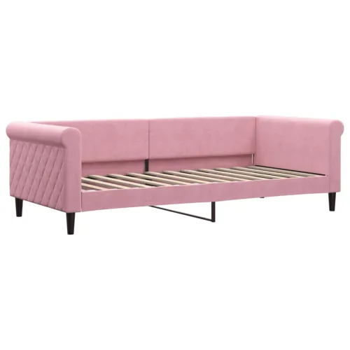 Dnevni krevet s madracem ružičasti 90 x 200 cm baršunasti - Ružičasta 90 x 200 cm s madracem Cijena