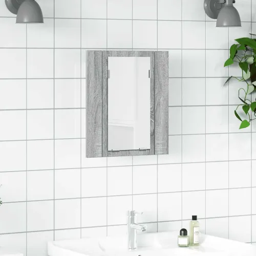 LED kupaonski ormarić s ogledalom boja hrasta 40x12x45cm drveni - Sivi hrast sonoma Cijena