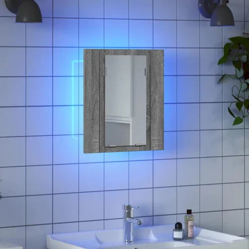LED kupaonski ormarić s ogledalom boja hrasta 40x12x45cm drveni - Sivi hrast sonoma Cijena