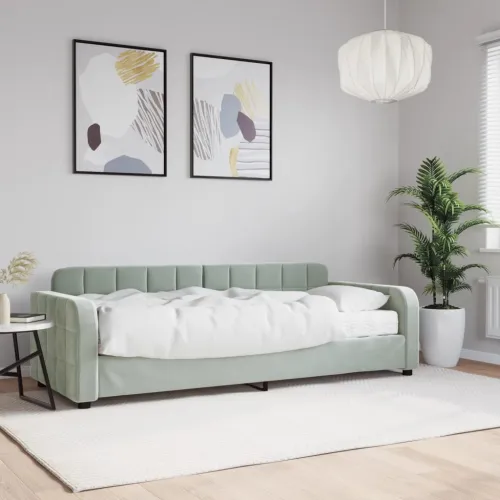 Dnevni krevet s madracem svjetlosivi 80 x 200 cm baršunasti - Svjetlosiva 80 x 200 cm s madracem Cijena