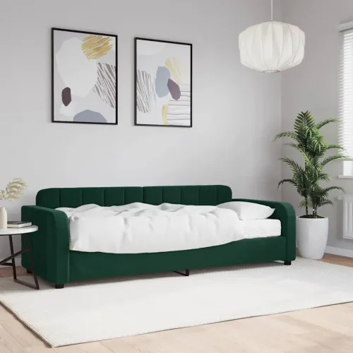 Dnevni krevet s madracem tamnozeleni 80 x 200 cm baršunasti - Tamnozelena 80 x 200 cm s madracem Cijena