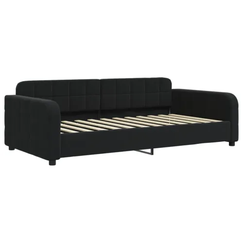 Dnevni krevet s madracem crni 90 x 200 cm baršunasti - Crna 90 x 200 cm s madracem Cijena