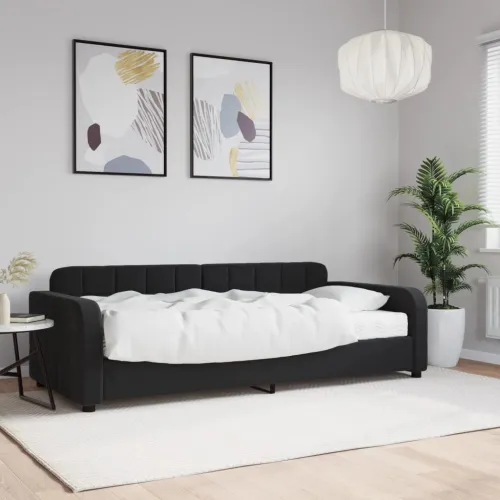 Dnevni krevet s madracem crni 90 x 200 cm baršunasti - Crna 90 x 200 cm s madracem Cijena