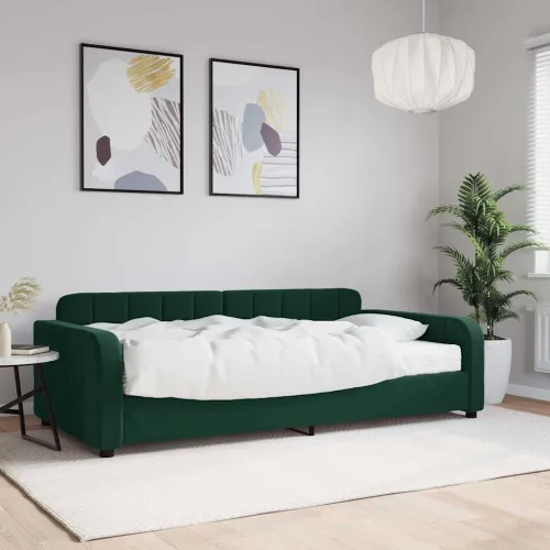 Dnevni krevet s madracem tamnozeleni 100 x 200 cm baršunasti - Tamnozelena 100 x 200 cm s madracem Cijena