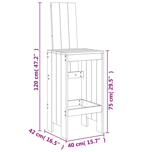 Barski stolci 2 kom 40 x 42 x 120 cm od masivne duglazije - Prirodni douglas 40 x 42 x 120 cm Cijena