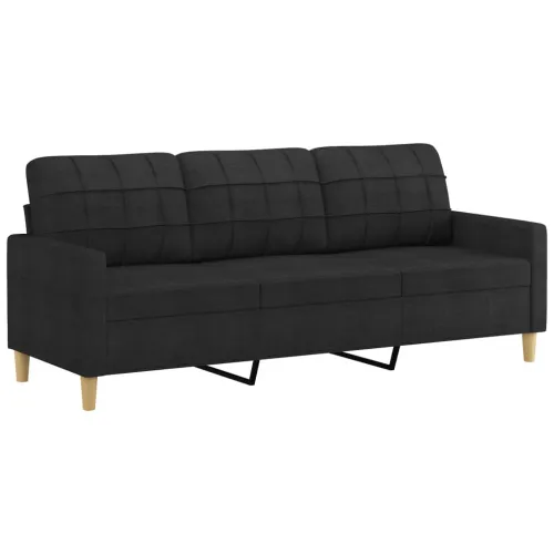 3-dijelni set sofa s jastucima crni od tkanine - Crna s jastučićima Cijena