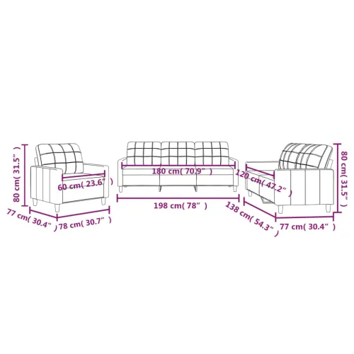 3-dijelni set sofa s jastucima crni od tkanine - Crna s jastučićima Cijena