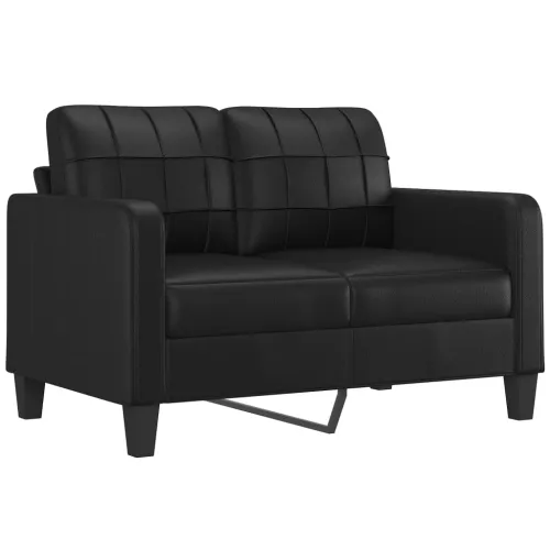 3-dijelni set sofa s jastucima crni od umjetne kože - Crna s jastučićima i tabureom Cijena