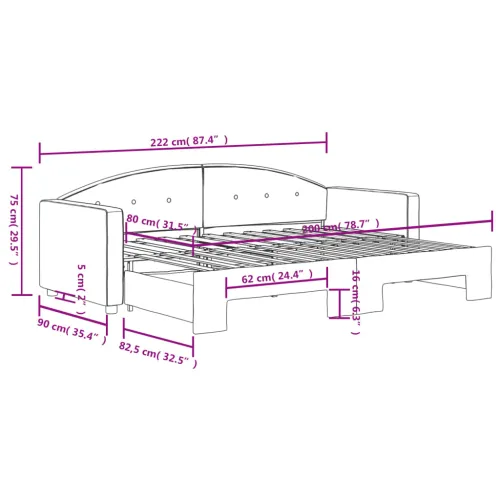 Dnevni krevet na razvlačenje svjetlosivi 80 x 200 cm baršunasti - Svjetlosiva 80 x 200 cm s krevetom na izvlačenje Svjetlosiva Cijena