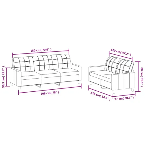 2-dijelni set sofa s jastucima boja cappuccina od umjetne kože - Boja cappuccina s jastučićima Cijena