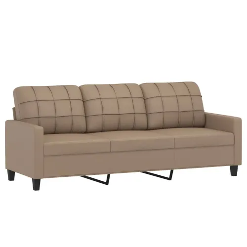 2-dijelni set sofa s jastucima boja cappuccina od umjetne kože - Boja cappuccina s jastučićima Cijena