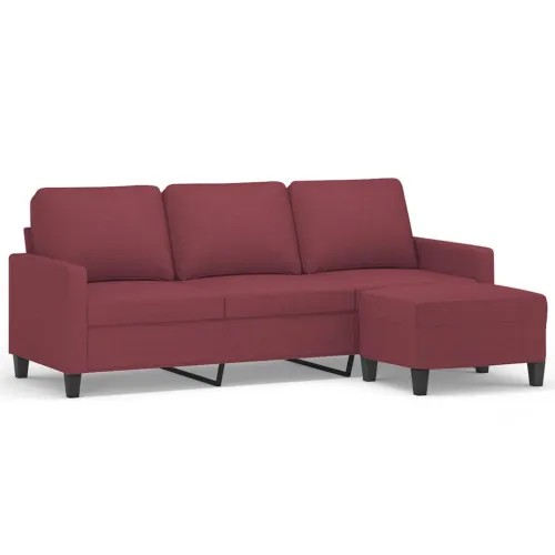 Trosjed s tabureom crvena boja vina 180 cm od tkanine - Boja crnog vina Cijena