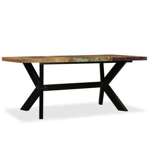 Blagovaonski stol od masivnog obnovljenog drva i čelika 180 cm - Šareni 180 x 90 x 76 cm Cijena