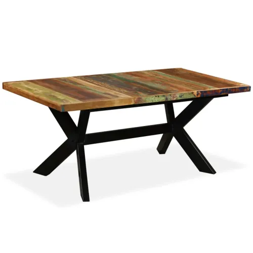 Blagovaonski stol od masivnog obnovljenog drva i čelika 180 cm - Šareni 180 x 90 x 76 cm Cijena