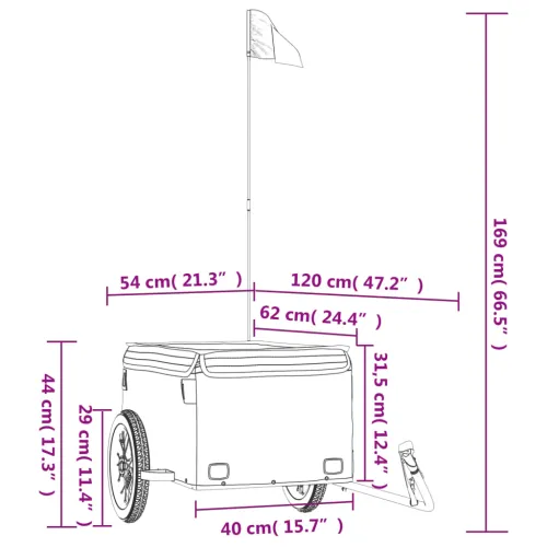 Prikolica za bicikl crno-crvena 30 kg željezna - Crvena 120 x 54 x 44 cm Cijena