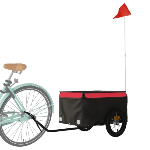 Prikolica za bicikl crno-crvena 30 kg željezna - Crvena 120 x 54 x 44 cm Cijena