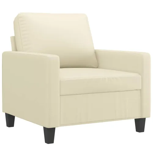 Fotelja s tabureom krem 60 cm od umjetne kože - Krema Cijena
