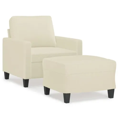 Fotelja s tabureom krem 60 cm od umjetne kože - Krema Cijena