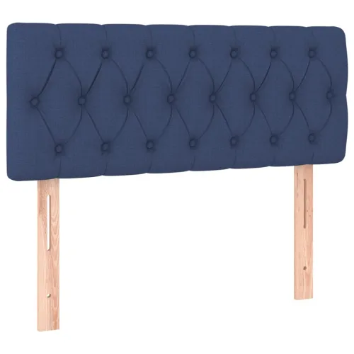 Krevet box spring s madracem LED plavi 90x190 cm od tkanine - Plava 90 x 190 cm Dizajn s gumbima Cijena
