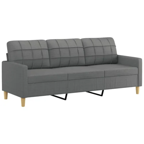 3-dijelni set sofa s jastucima tamnosivi od tkanine - Tamno siva s jastucima i tabureom Cijena