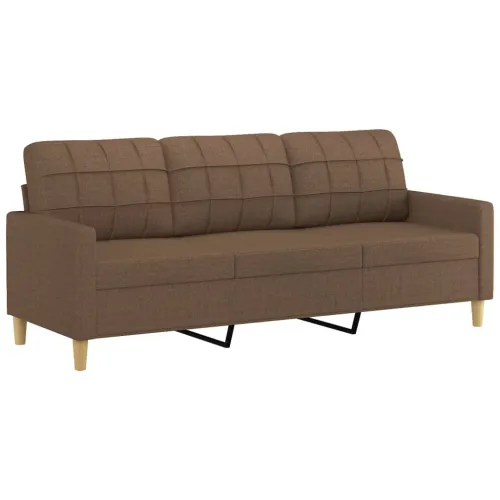 3-dijelni set sofa s jastucima smeđi od tkanine - Smeđa s jastucima i tabureom Cijena